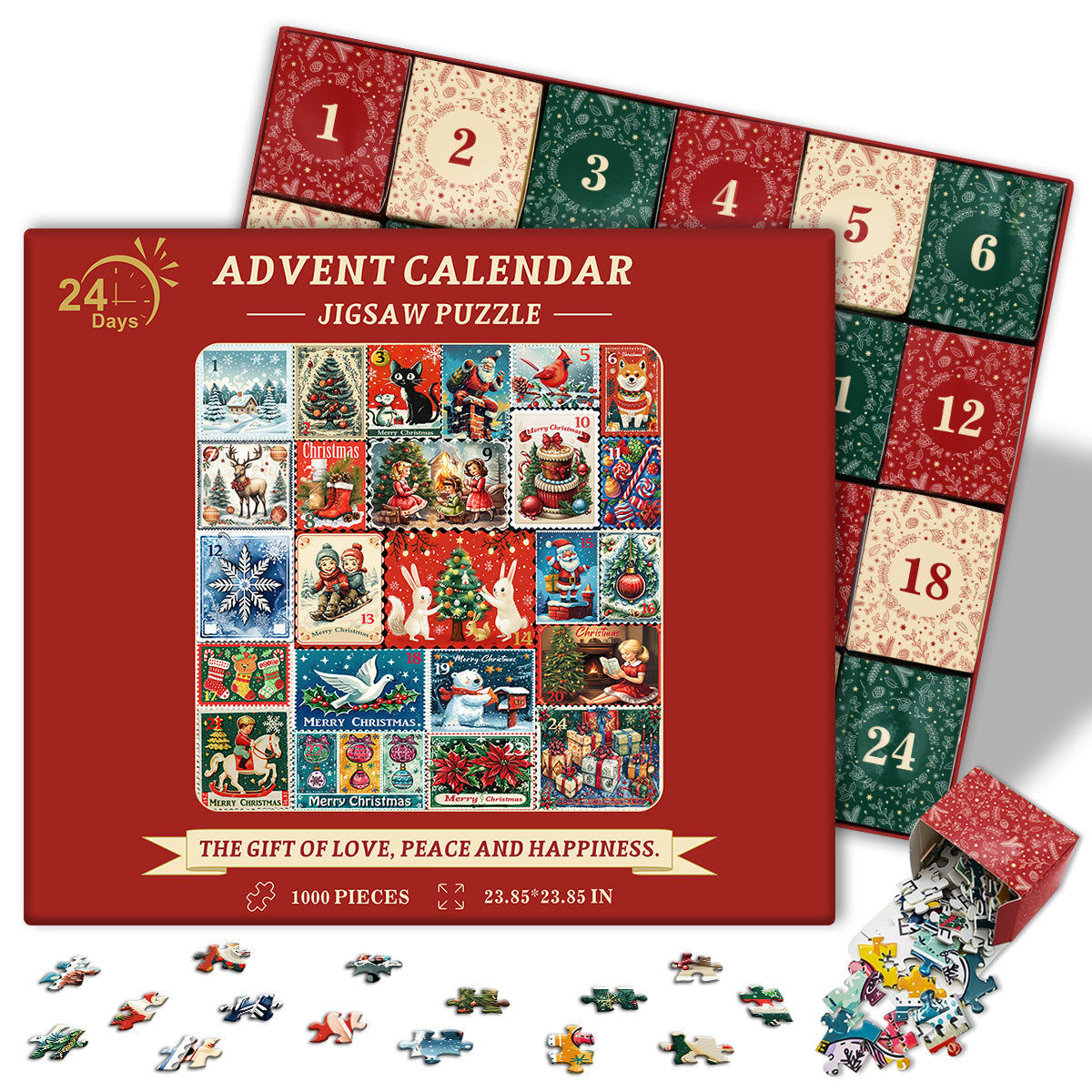 Christmas Stamps Advent Calendar Jigsaw Puzzle 1000 Pieces