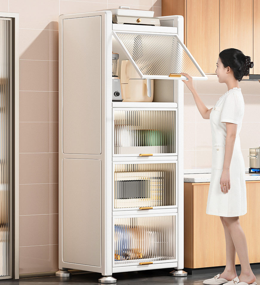 Narrow Multifunction Metal Kitchen Storage Cabinet F237