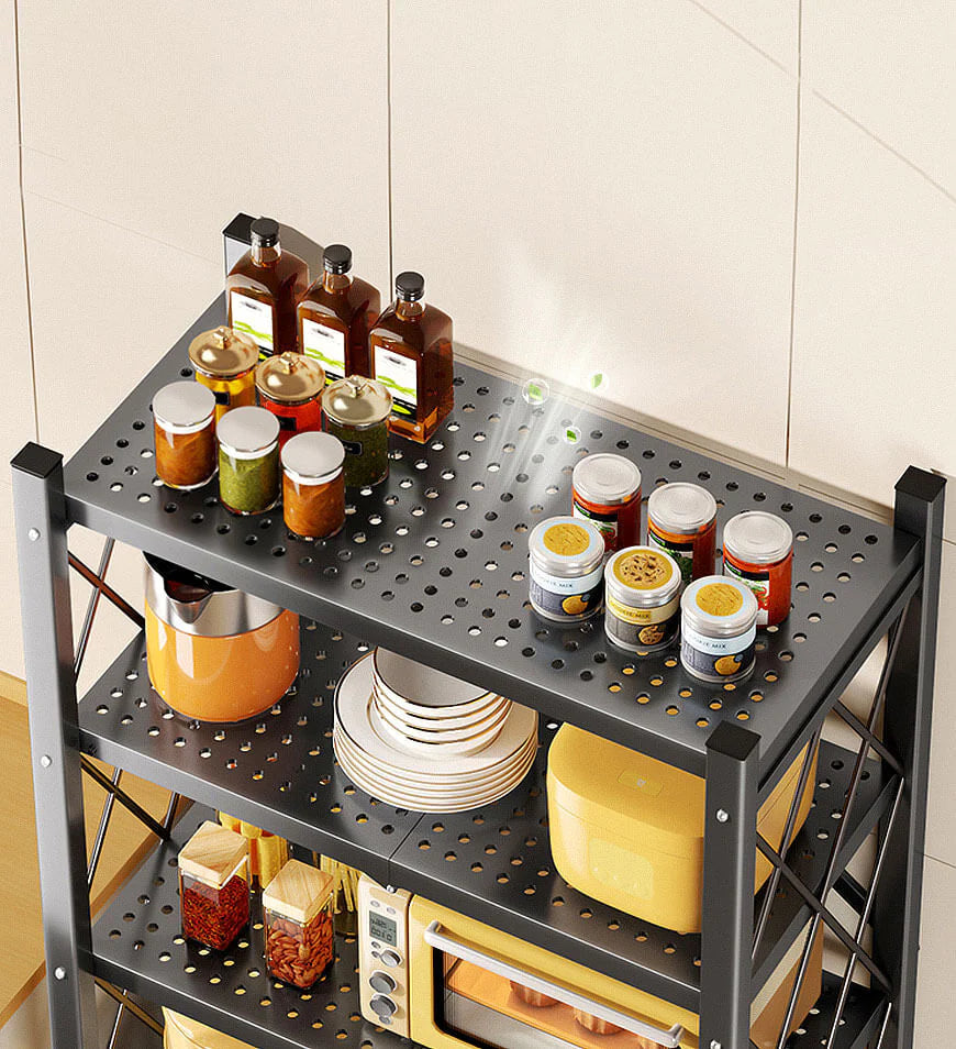 Foldable Storage Shelving Units Metal on Wheels Casters