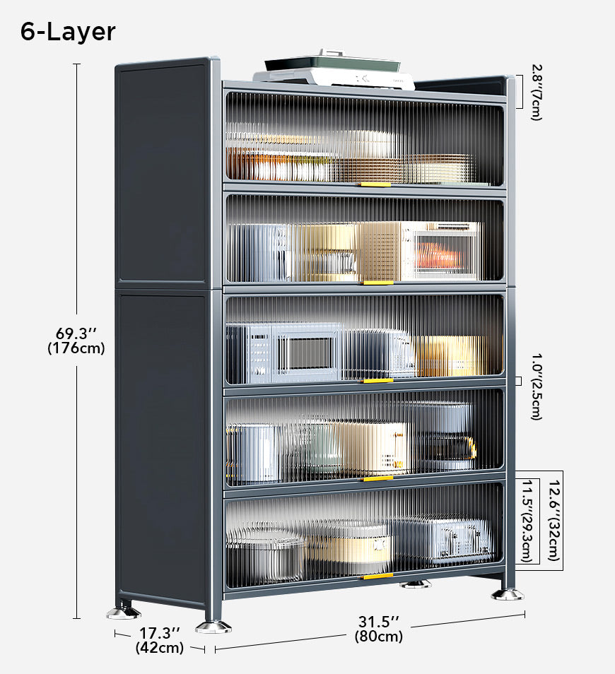 6 Tier Upgrade Large Metal Kitchen Pantry Storage Cabinet F118