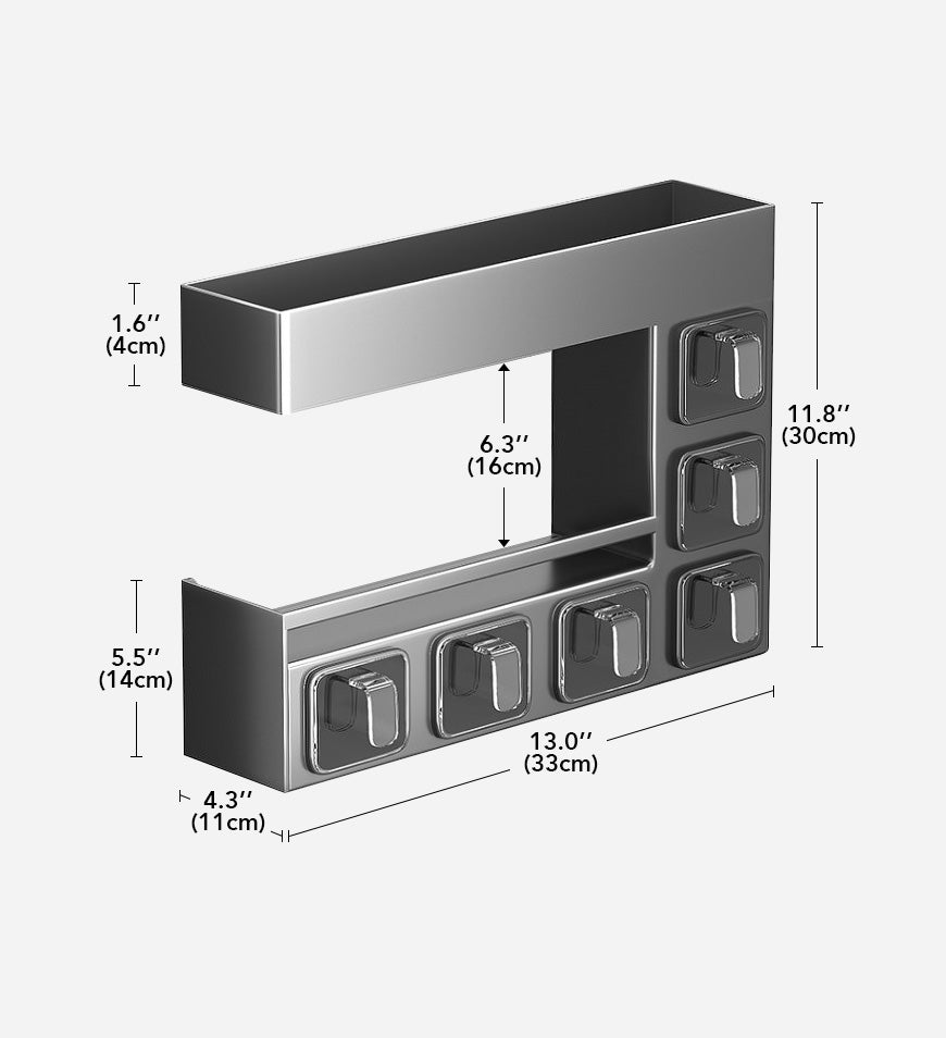 Kitchen Multifunctional Wall-Mounted Metal Spice Rack With 6 Seasoning Box F235