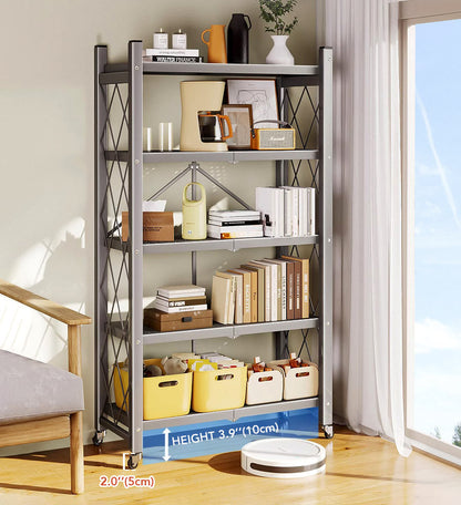 Foldable Storage Shelving Units Metal on Wheels Casters