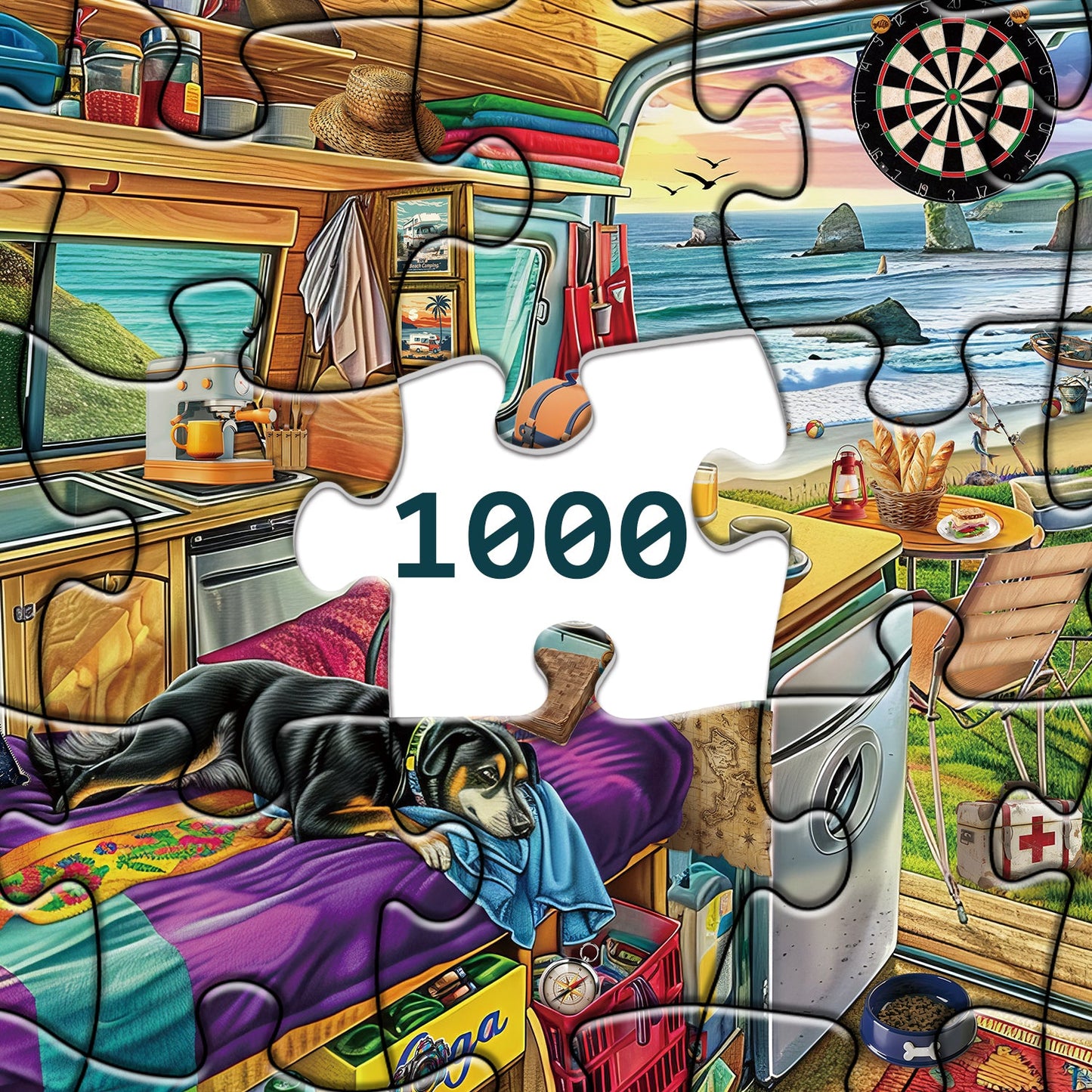 Seaside RV Camping Jigsaw Puzzle 1000 Pieces