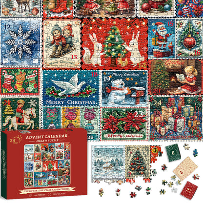 Christmas Stamps Advent Calendar Jigsaw Puzzle 1000 Pieces