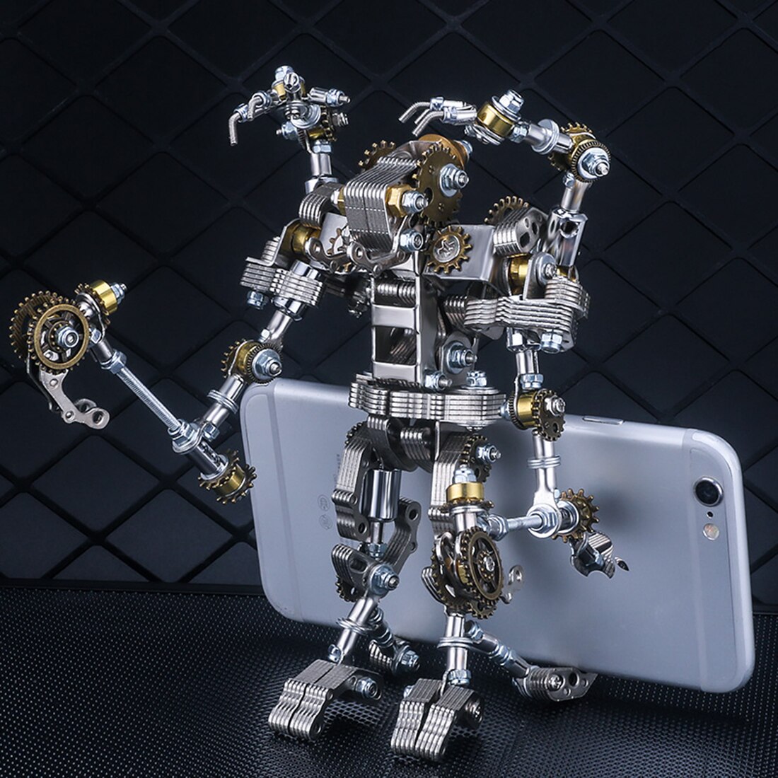 434Pcs Phone Holder DIY 3D Metal Mecha Puzzle Model Kit Assembly Mecha Model Toy