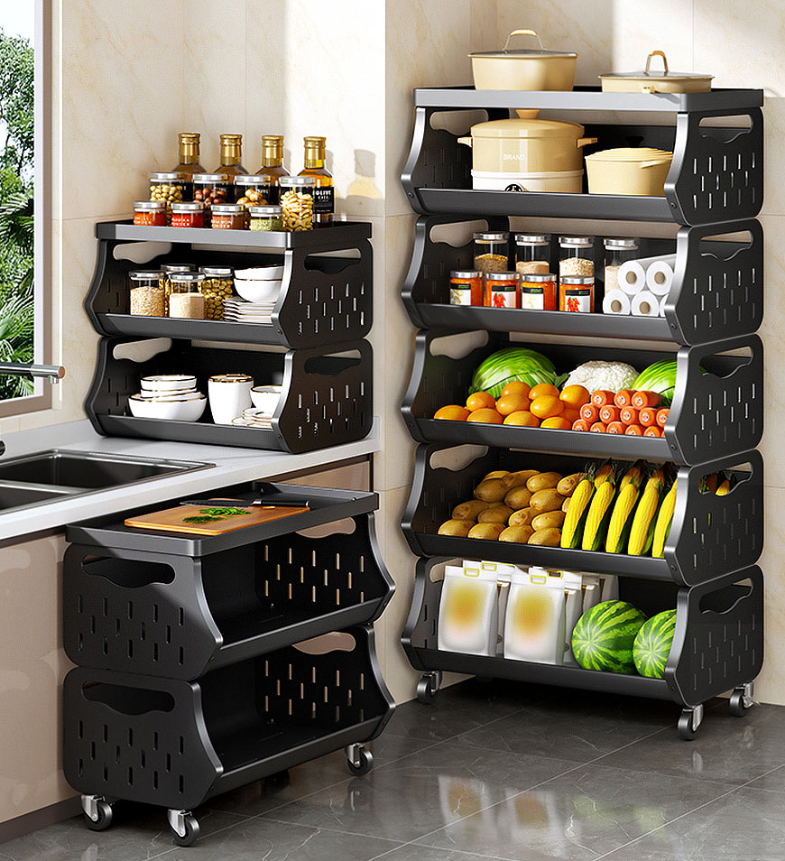 5 Tier Metal Stackable Storage Cart with Wheels