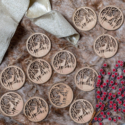 Rustic Reindeer Ornaments (12 Pack)