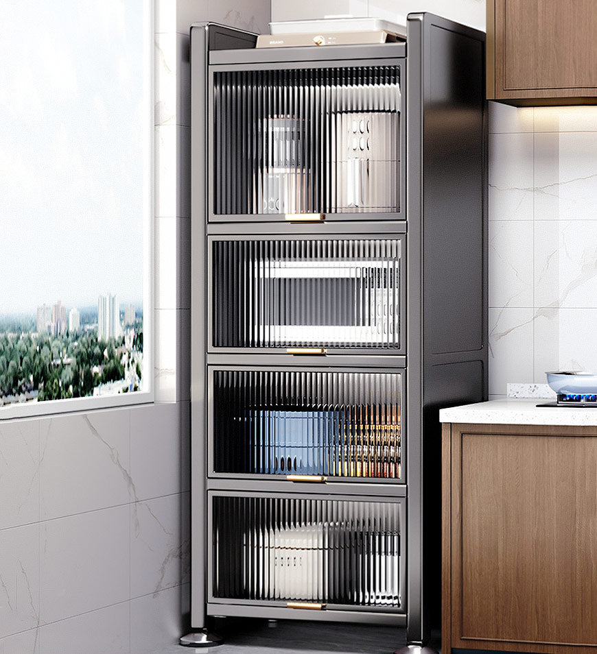 5 Tiers Narrow Multifunction Dustproof Metal Kitchen Storage Cabinet F85