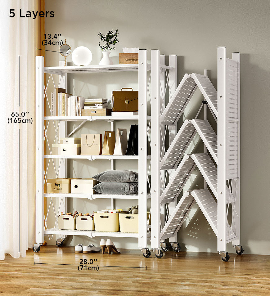 Large Capacity Heavy Duty Unit Storage Shelf Foldable with Caster Wheels