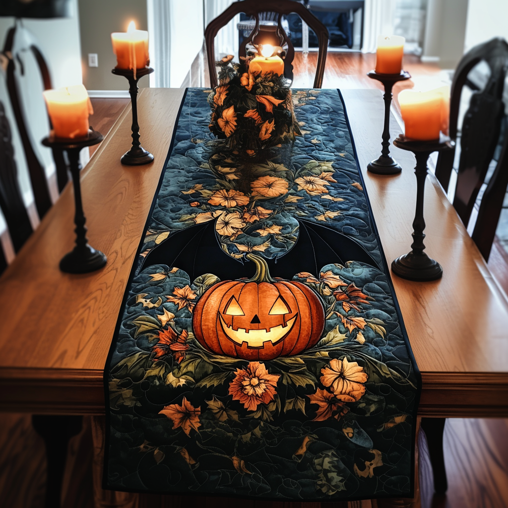 Pumpkin Smile Quilted Table Runner NCU0NT704