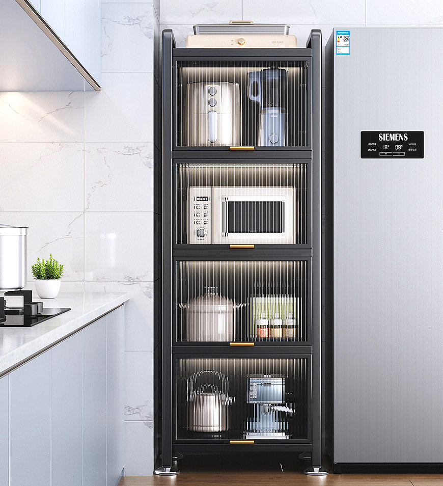 5 Tiers Narrow Multifunction Dustproof Metal Kitchen Storage Cabinet F85