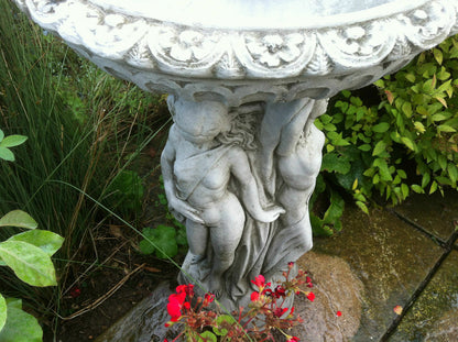 Stunning Stone Three Graces Garden Bird Bath