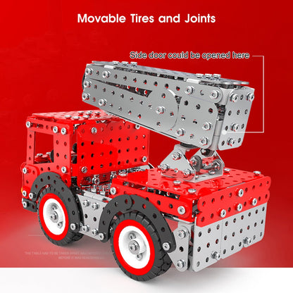 1375Pcs DIY Metal Assembly Toy Fire Engine Model Fire truck combination