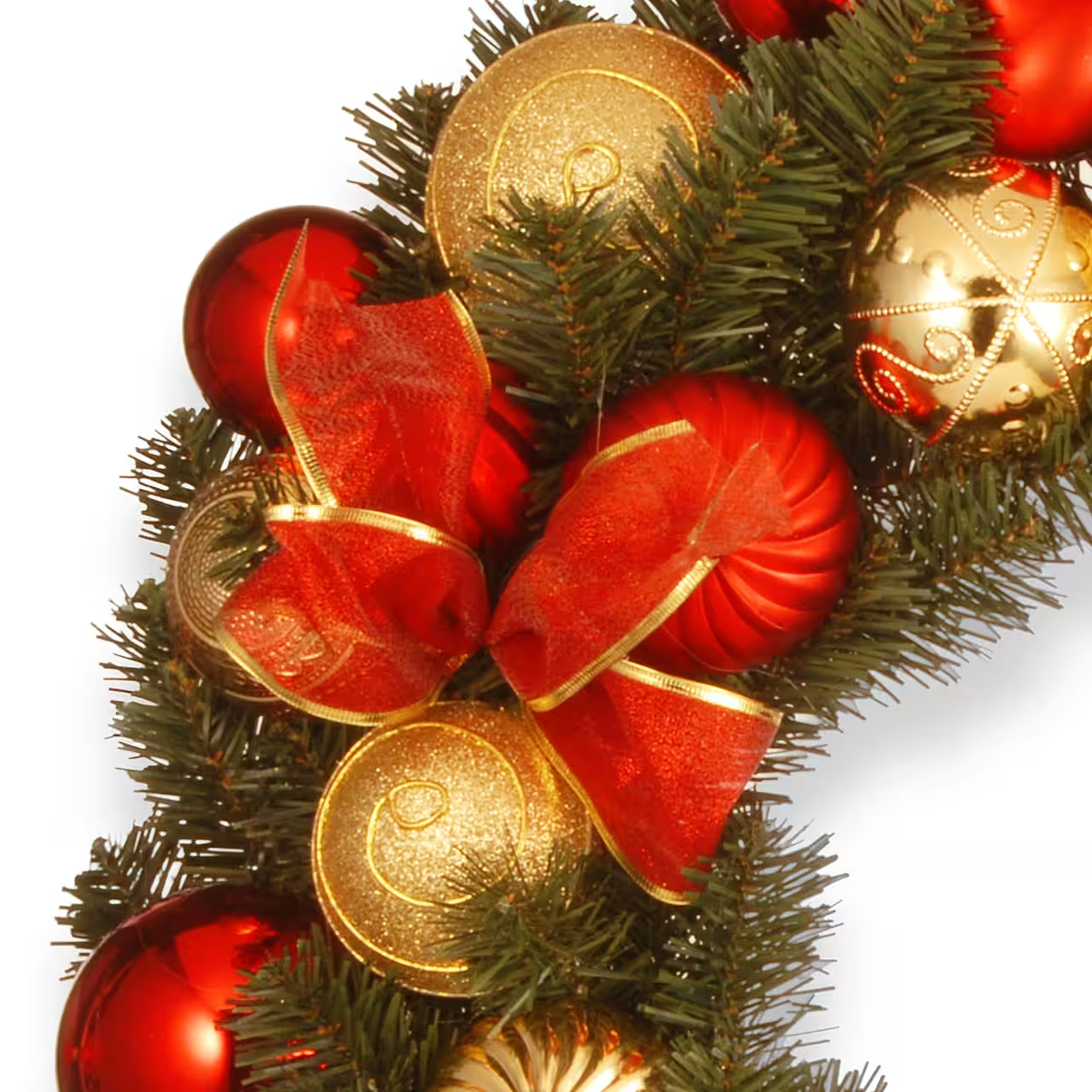 30" Gold & Red Mixed Ornament Wreath