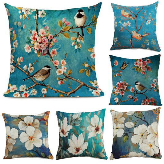 Feathered Floral Cushion Covers