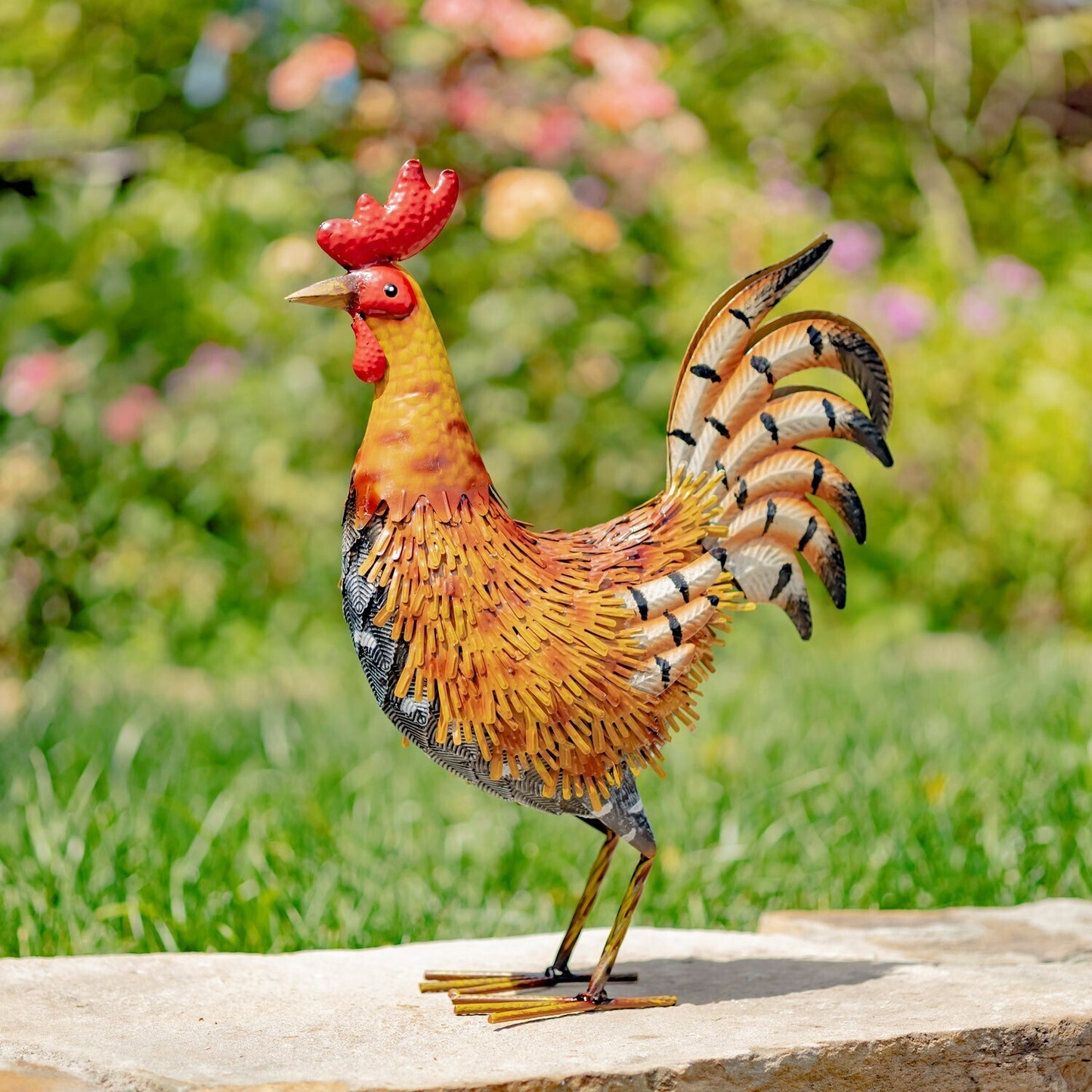 Assorted Style Galvanized Iron Rooster Figurines