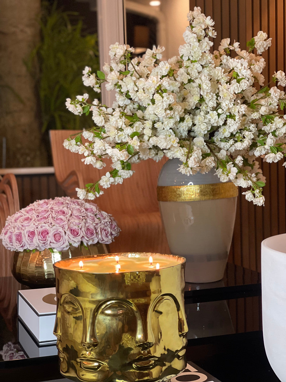 Goddess Vase with White Cherry Blossoms