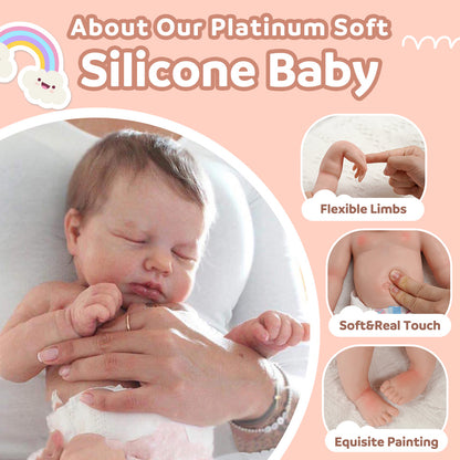 12"&16" No Joint More Flexible Realistic Baby, Reborn Full Liquid Silicone Baby Doll Girl or Boy Theresa With Realistic Belly Button and Birth Mark