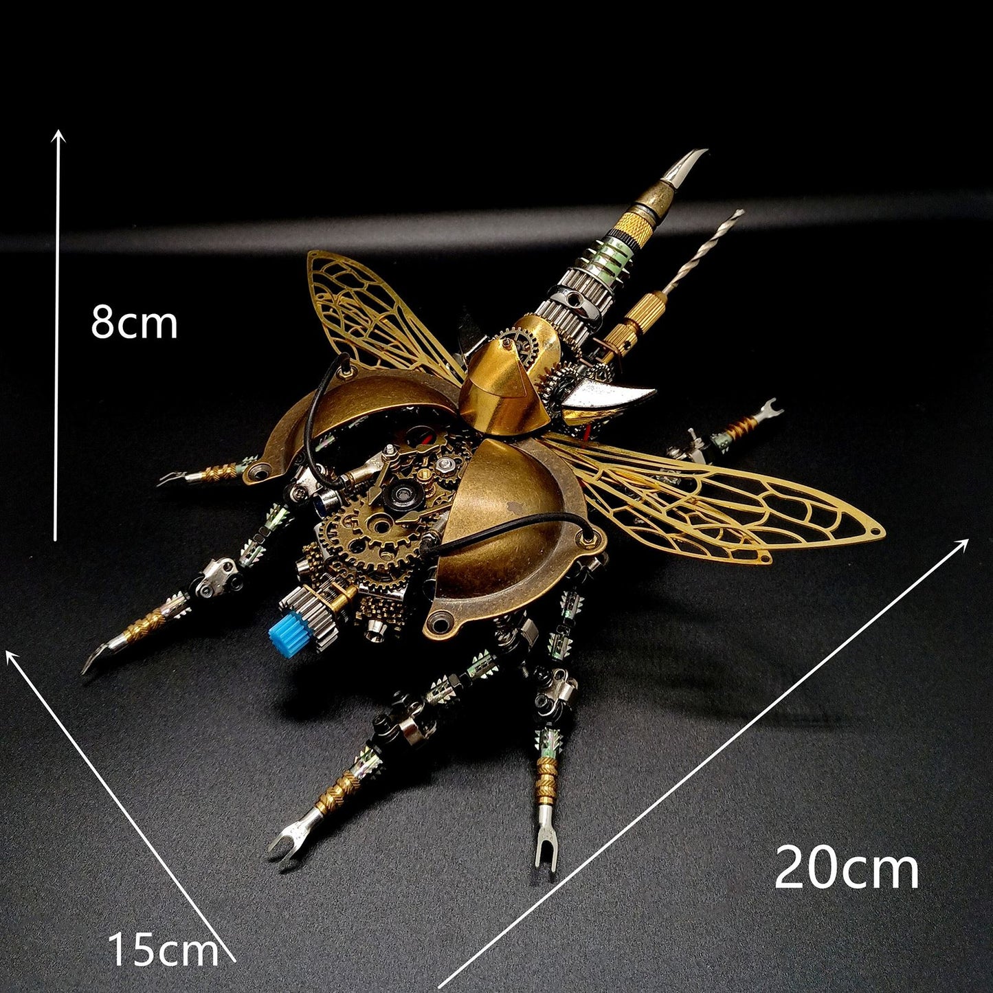 3D Metal DIY Mechanical Rotatable Beetle Model Building Kits Assembly Kit with Voice Control Light Insect Puzzle Model