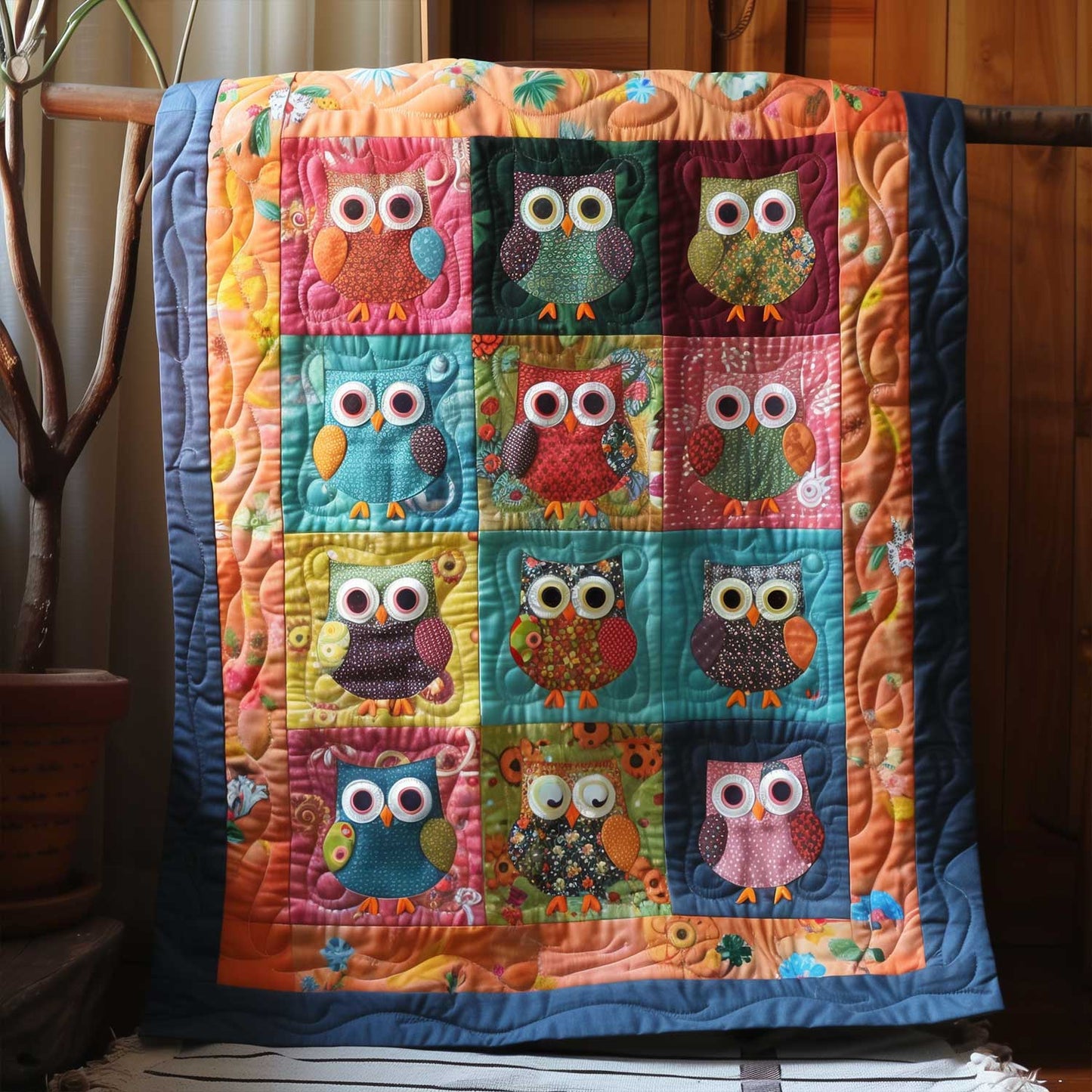 Whimsical Owl Quilted Blanket NCU0HY018