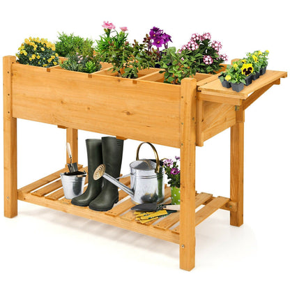 8 Grids Wood Elevated Garden Planter Box Kit with Folding Tabletop