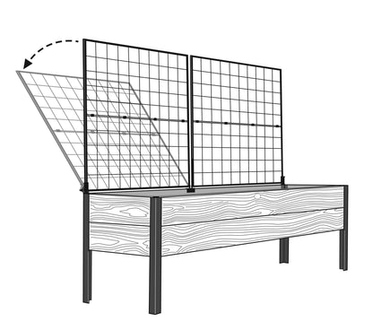 Elevated Planter Box and Space-Maker Pivoting Trellis Set, 2' x 8'