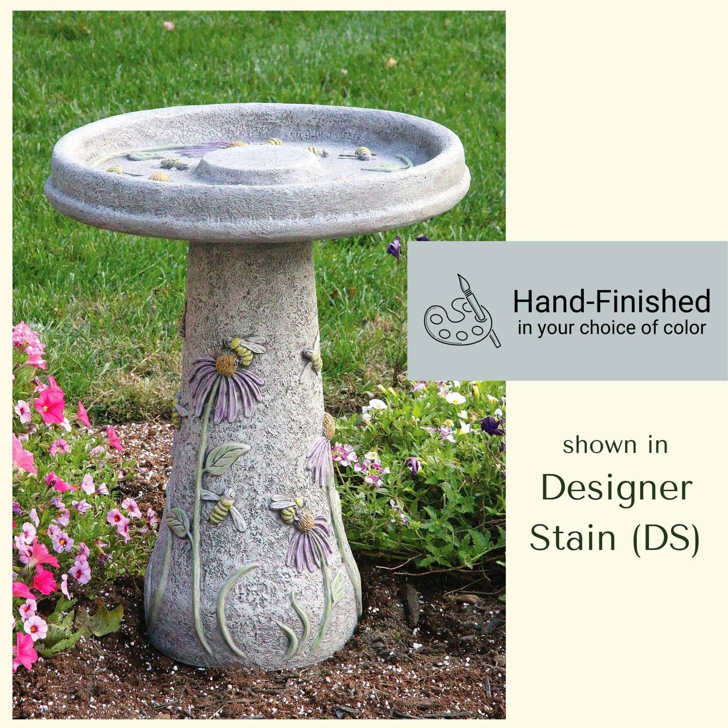 Honeybee 2-Piece Concrete Bird Bath