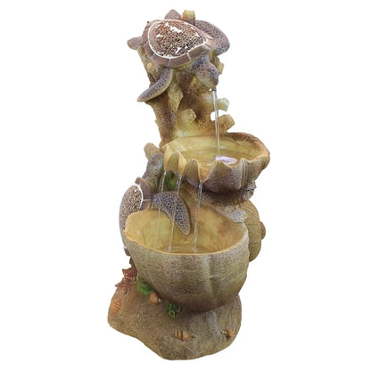 Resin Turtle Cove Cascading Sculptural Fountain with Light