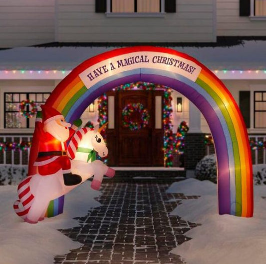 Christmas-7 48 ft inflatable archway mixed media unicorn rainbow