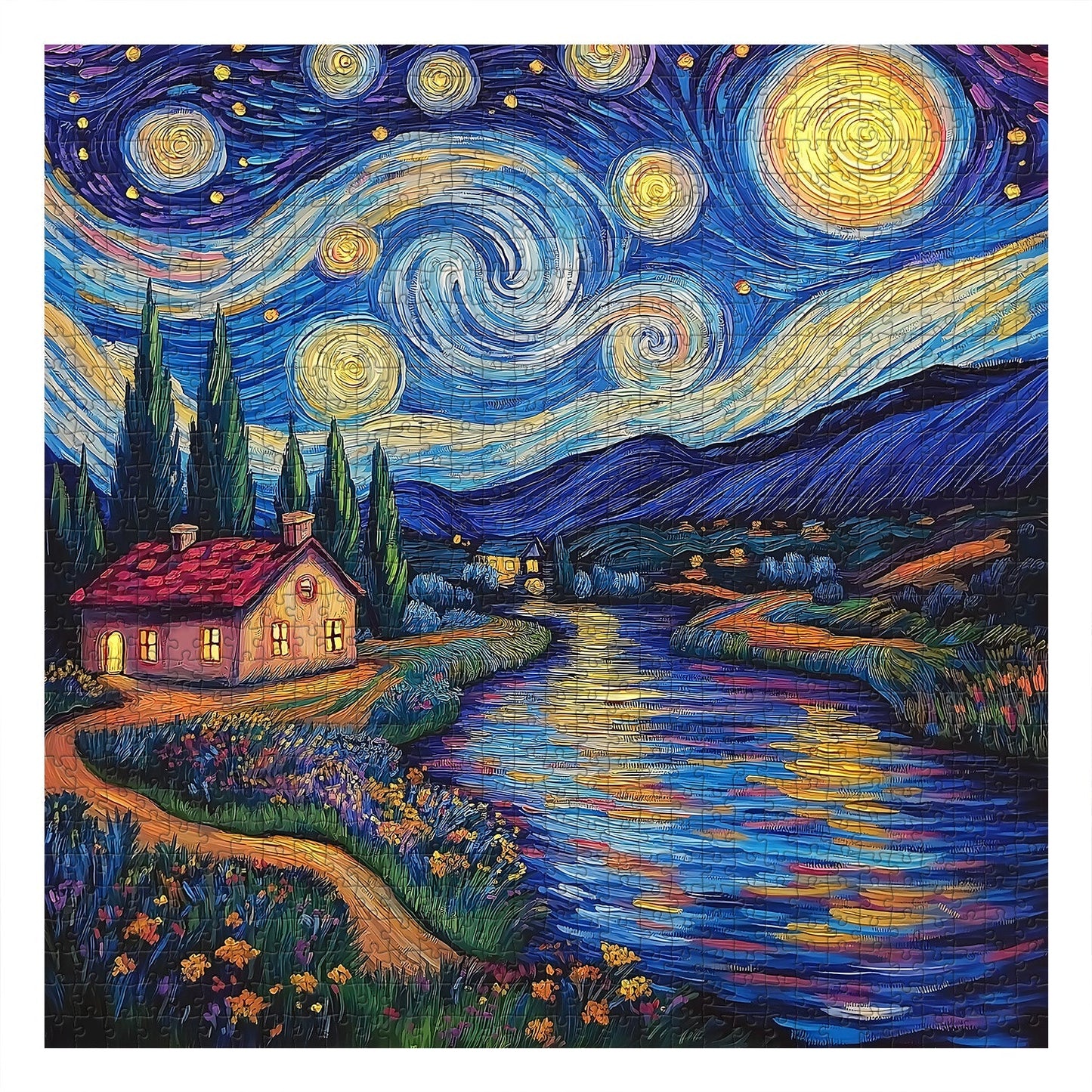 Starry Night Town Jigsaw Puzzle 1000 Pieces