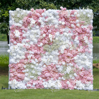 5D Roll-Up Flower Wall Backdrop for Wedding & Party Celebration Decor