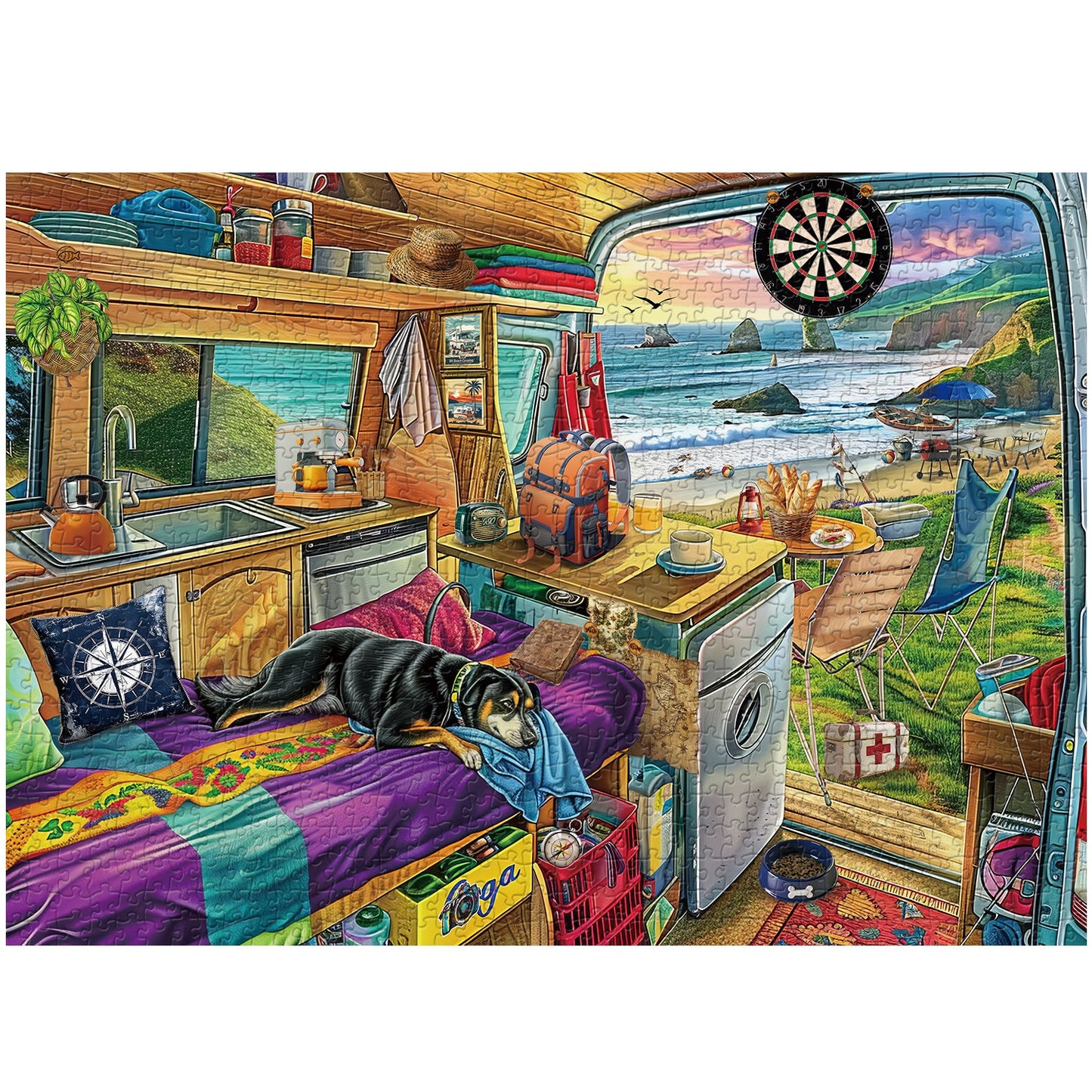 Seaside RV Camping Jigsaw Puzzle 1000 Pieces