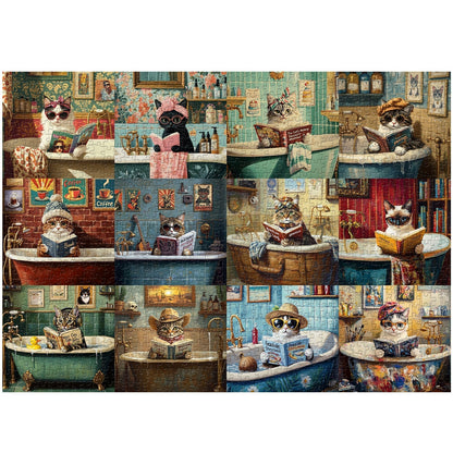 Literary Cats in Bathtubs Jigsaw Puzzle 1000 Pieces