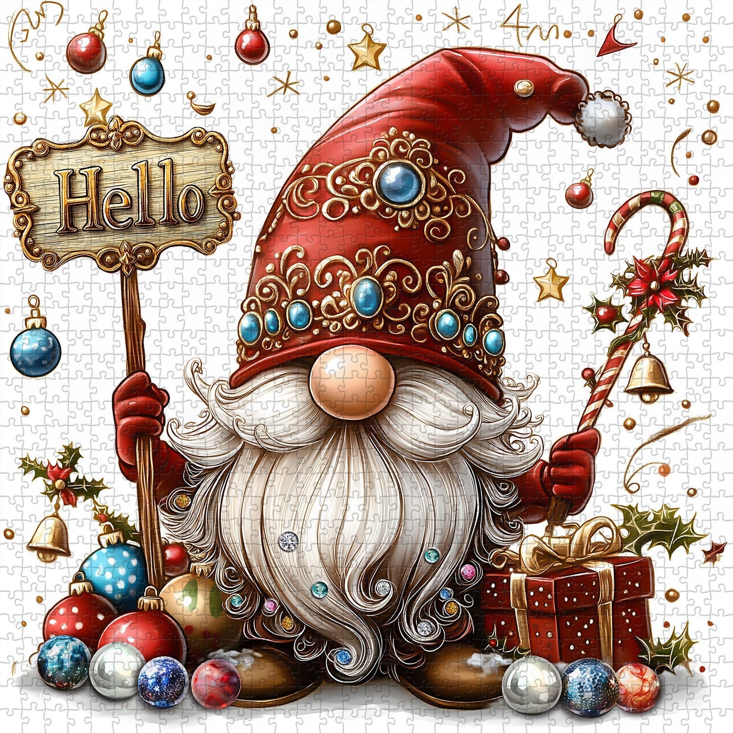 Christmas Charm Gnome Jigsaw Puzzle 1000 Pieces