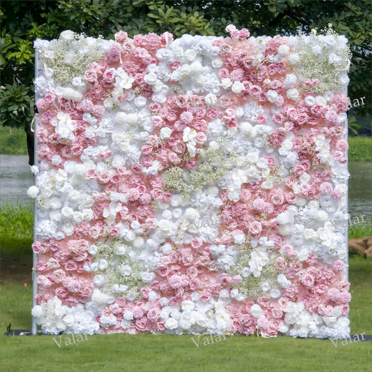 5D Roll-Up Flower Wall Backdrop for Wedding & Party Celebration Decor-2