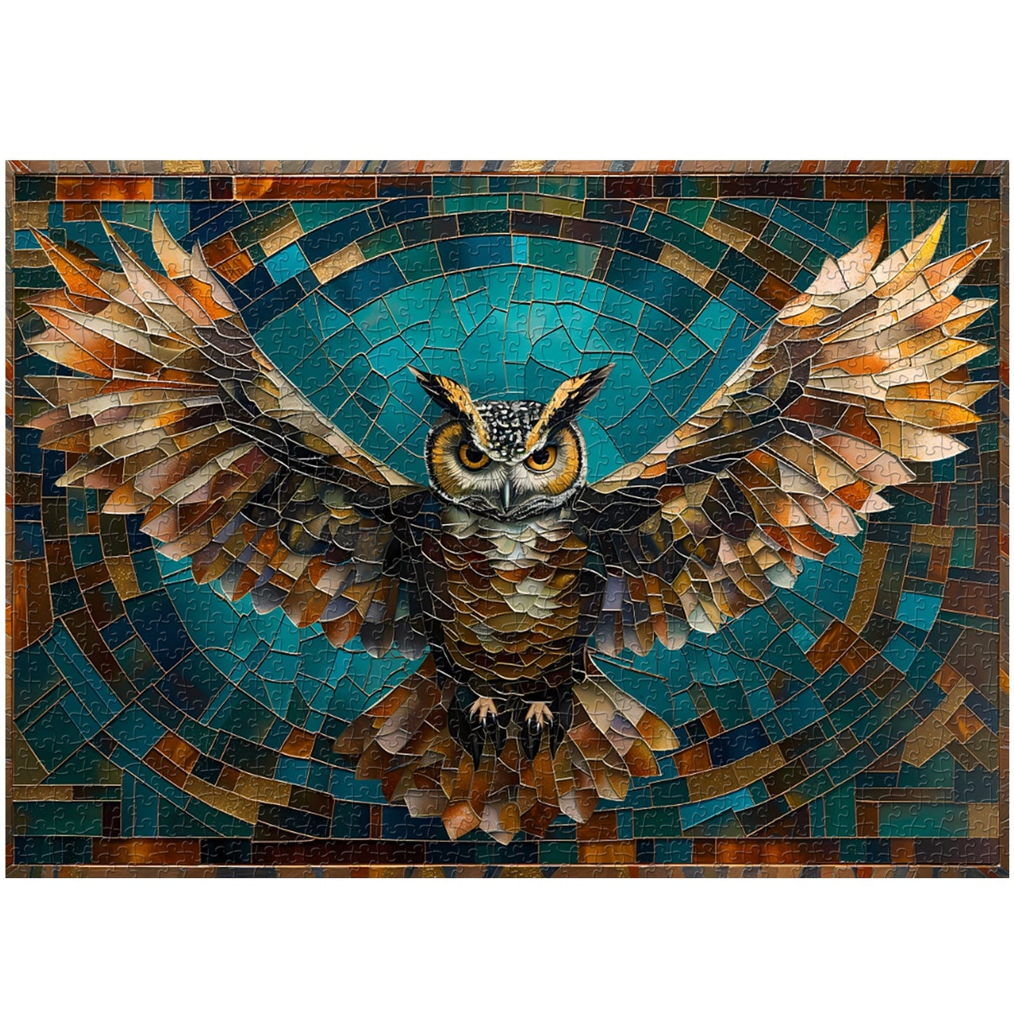 Stained Glass Soaring Owl Jigsaw Puzzle 1000 Pieces