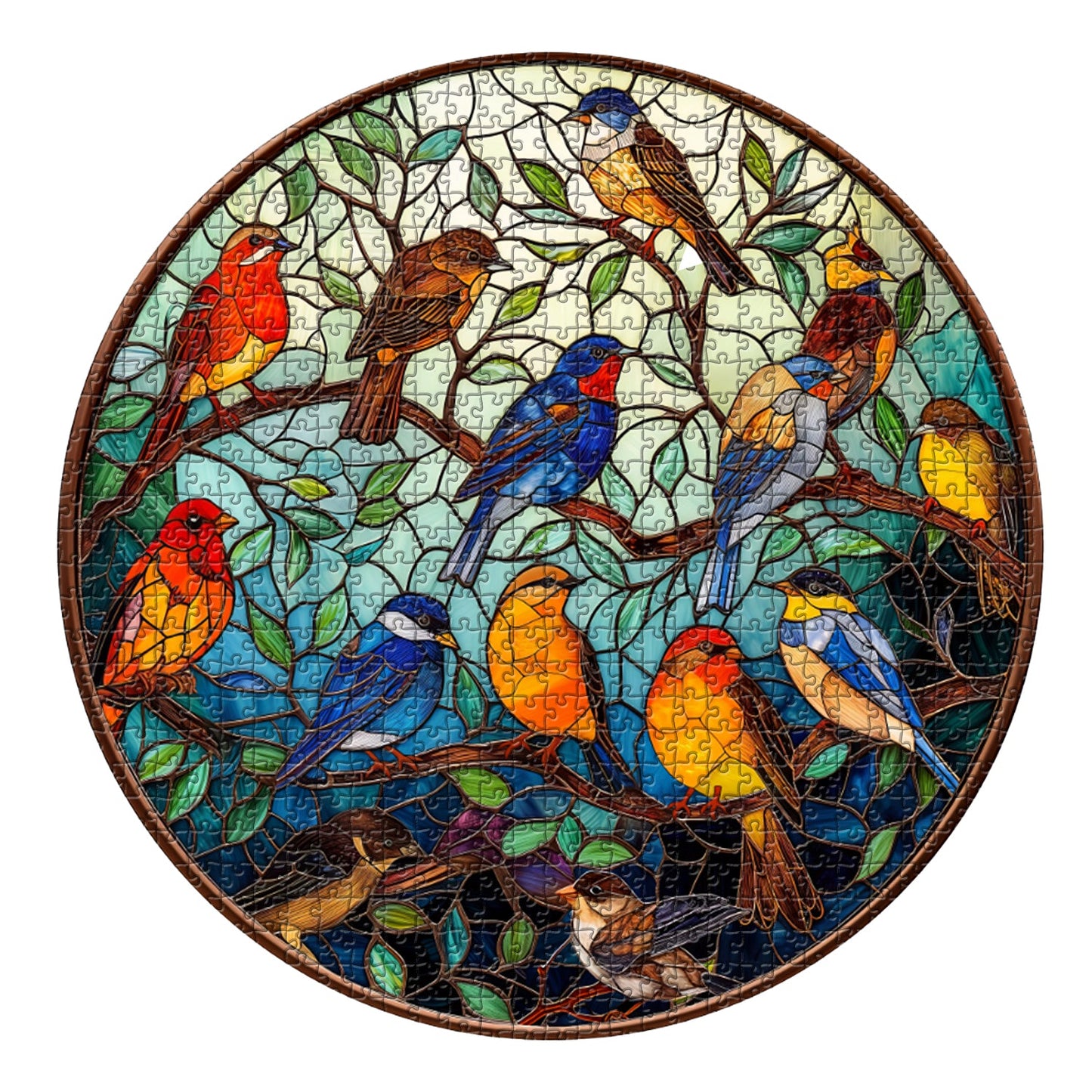 Stained Glass Bird Tree Jigsaw Puzzle 1000 Pieces