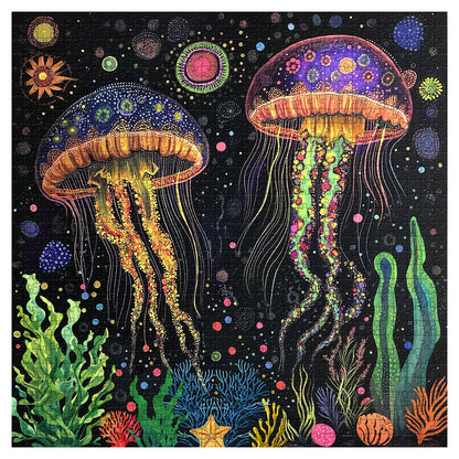 Dance of Brilliant Jellyfish Jigsaw Puzzle 1000 Pieces