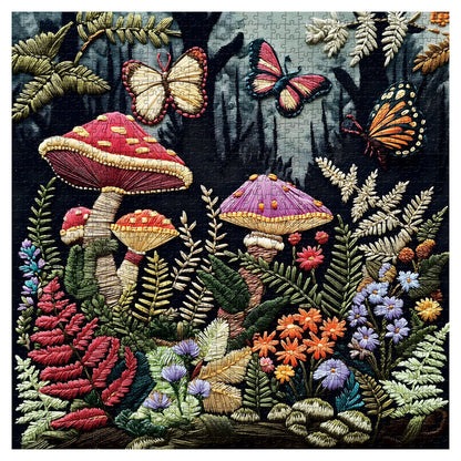 Mushroom Garden Embroidery Jigsaw Puzzle 1000 Pieces