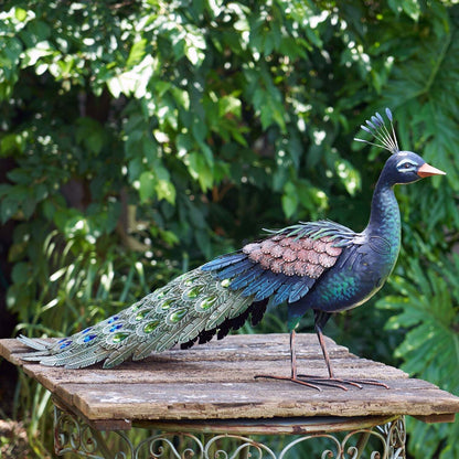 Set of 3 Elegant Iron Peacocks with Acrylic Jewel Detail