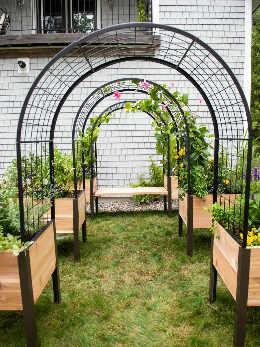 2' x 4' Arch Trellis with Planter Boxes