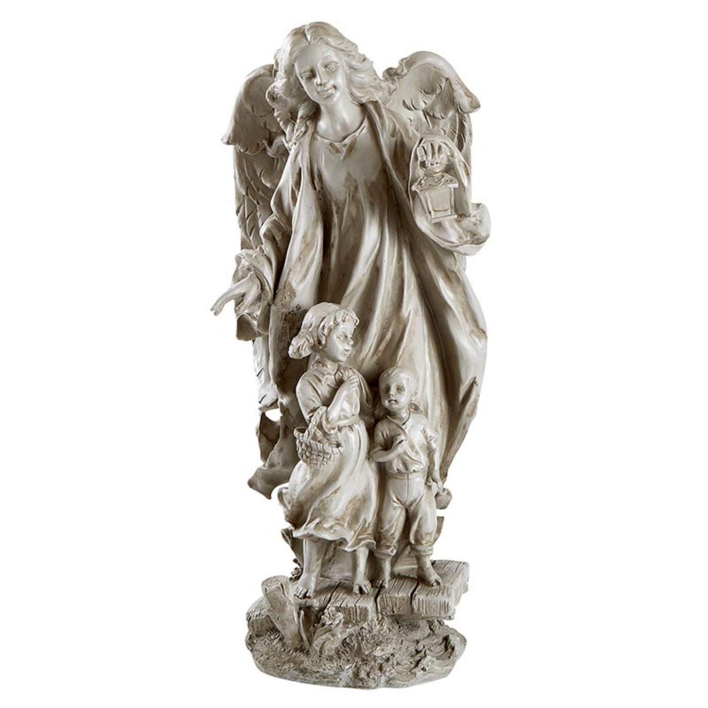 Guardian Angel With Children Garden Statue