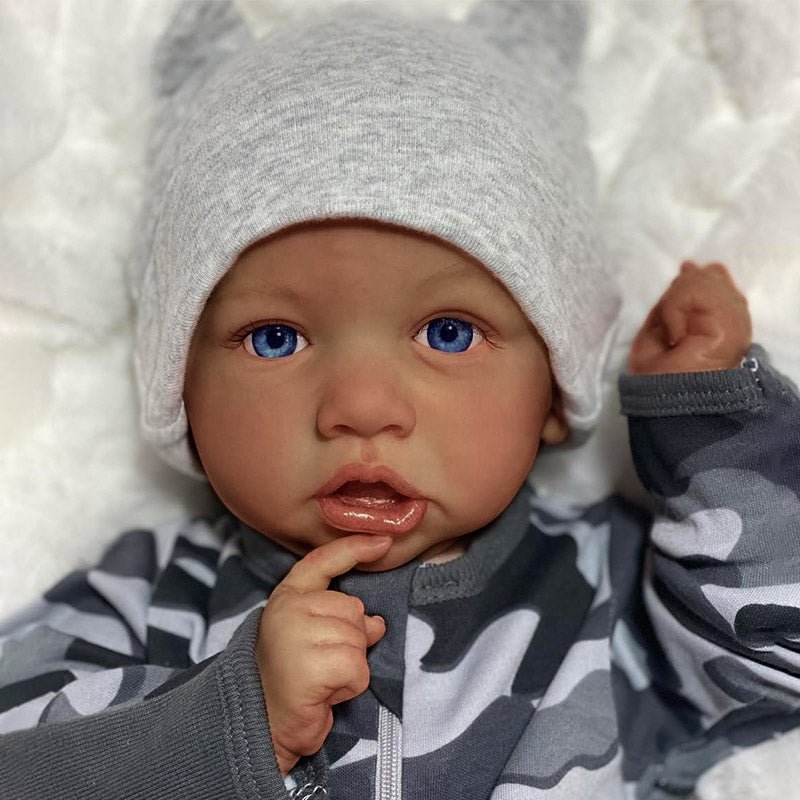 African Baby Series — 12"&16" Reborn Full Silicone Baby Doll Boy Nicholas with Bright and Realistic Blue Acrylic Eyes and Delicate Body Details