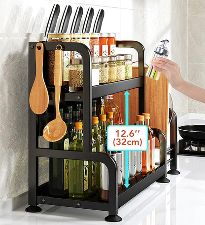 2 Tier Kitchen Countertop Organizer With Utensil Cutting Board Knife Holder F57