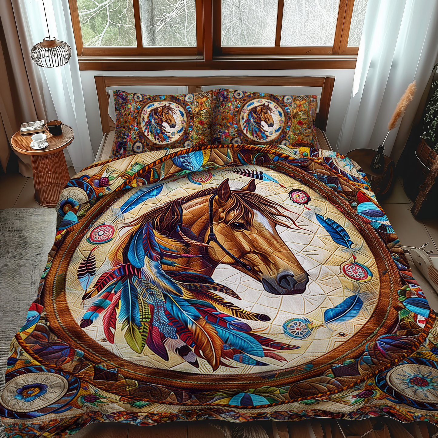 Tribal Trot 3-Piece Quilted Bedding Set NCU0DK251