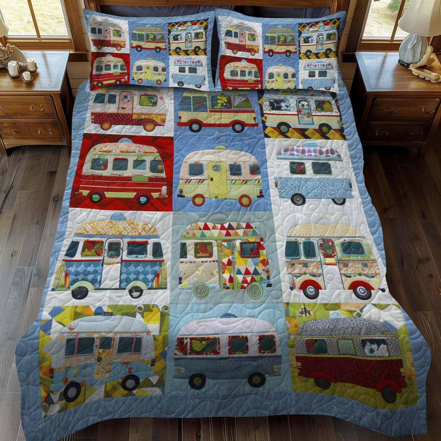 Colorful Camper Life 3-Piece Quilted Bedding Set NCU0LL020