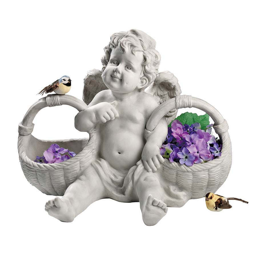 Garden Cherub With Two Baskets