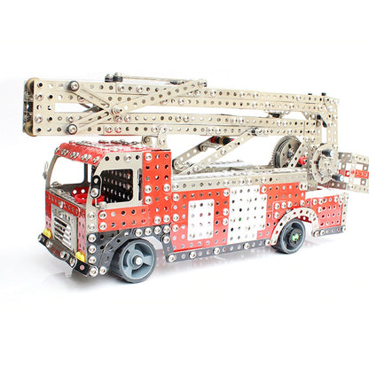 1868Pcs Simulation Fire Truck Model Kits DIY Metal Assembly Toy