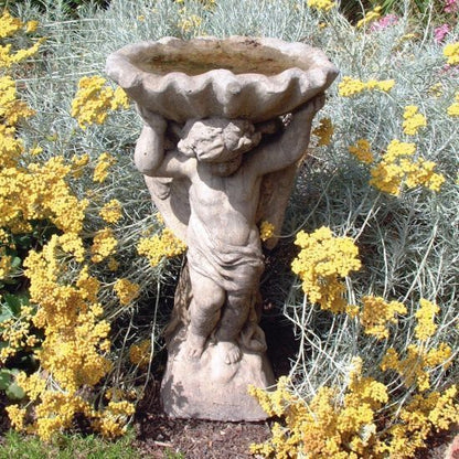 Angel & Shell Stone Garden Bird Bath