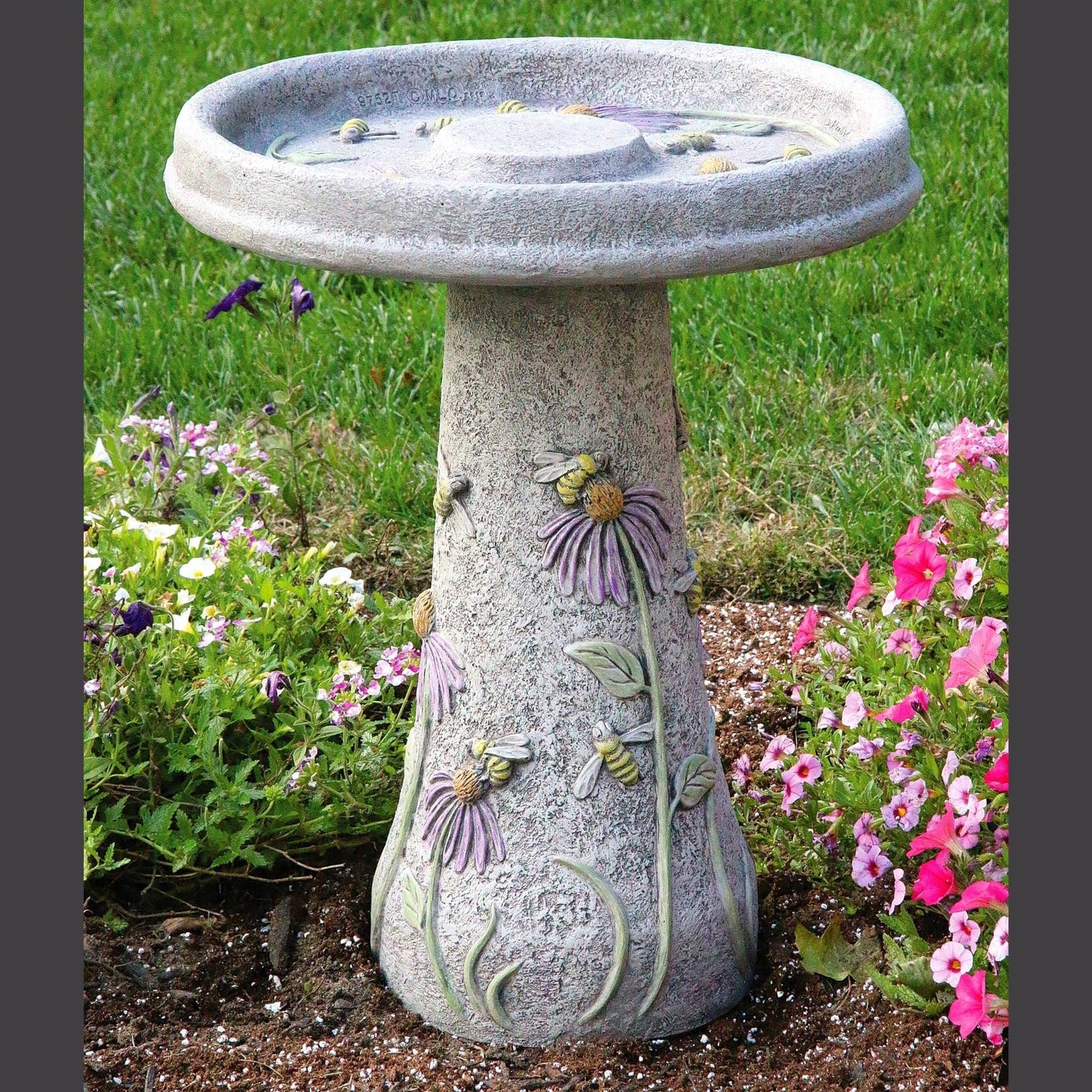 Honeybee 2-Piece Concrete Bird Bath